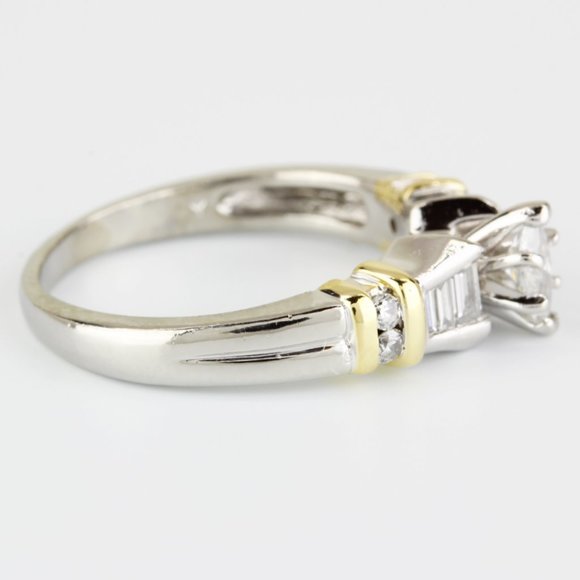 Platinum & 18K Yellow Gold Diamond Engagement Ring by Frederick Goldman - Picture 5 of 7